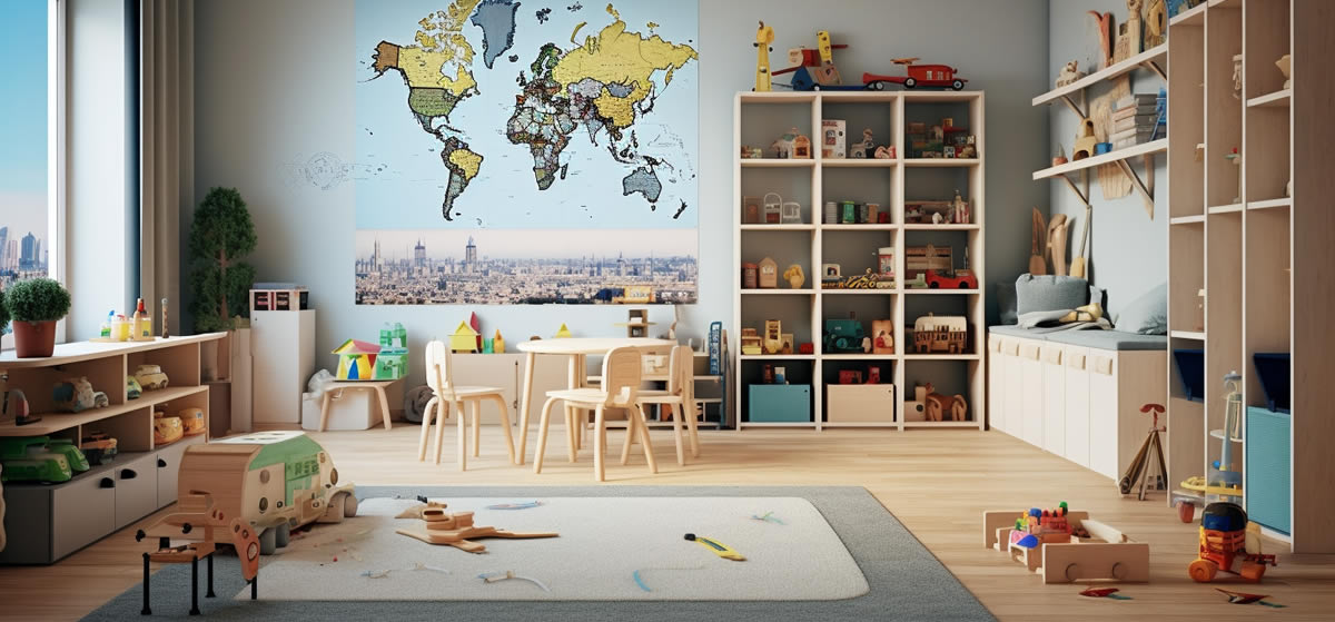 Nowoczesny pokój z podróżami