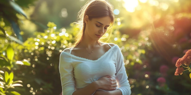 Kobieta w ciąży rozmyśla